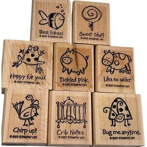 Stampin Up! "Very Punny" Rubber Stamp Set Of 8